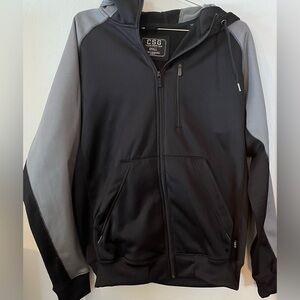 CSG Men's Black and Gray Zip-Up Sweater